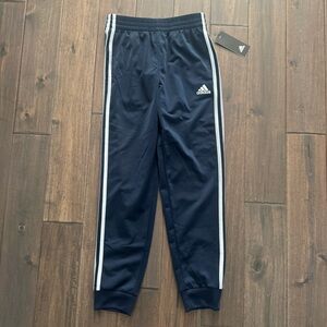 Adidas Boys Navy Blue and White Striped Track Pants Joggers M 10/12 NWT